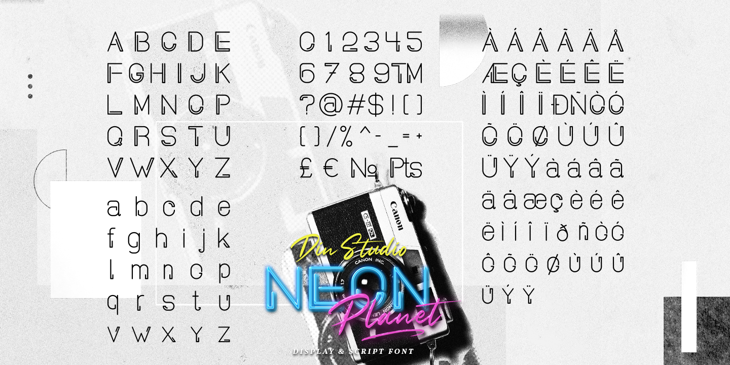 Ejemplo de fuente Neon Planet Script